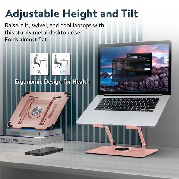Uncaged Ergonomics SWIVEL LAPTOP STAND ROSE GOLD SLS-ROSE GOLD - main